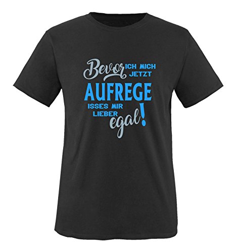 Comedy Shirts - Bevor ich Mich jetzt Aufrege isses Mir Lieber egal! - Herren T-Shirt - Schwarz/Blau-Eisblau Gr. 4XL von Comedy Shirts