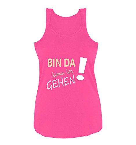 Comedy Shirts - Bin da kann los gehen! - Damen Tank Top - Pink/Beige-Weiss Gr. L von Comedy Shirts