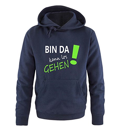 Comedy Shirts Bin da kann los gehen! - Herren Hoodie - Navy/Weiss-Neongrün Gr. M von Comedy Shirts