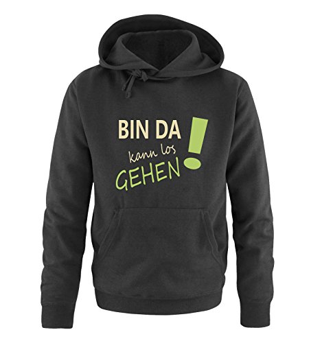 Comedy Shirts Bin da kann los gehen! - Herren Hoodie - Schwarz/Beige-Hellgrün Gr. XL von Comedy Shirts