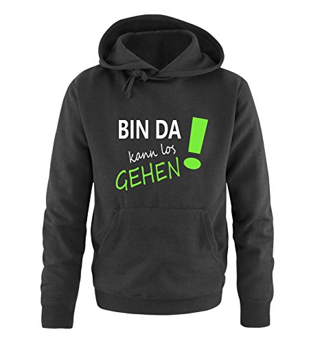 Comedy Shirts Bin da kann los gehen! - Herren Hoodie - Schwarz/Weiss-Neongrün Gr. L von Comedy Shirts