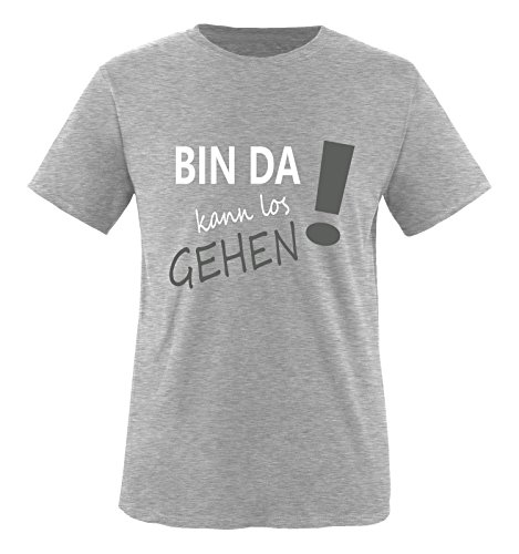 Comedy Shirts - Bin da kann los gehen! - Herren T-Shirt - Graumeliert/Weiss-Grau Gr. L von Comedy Shirts