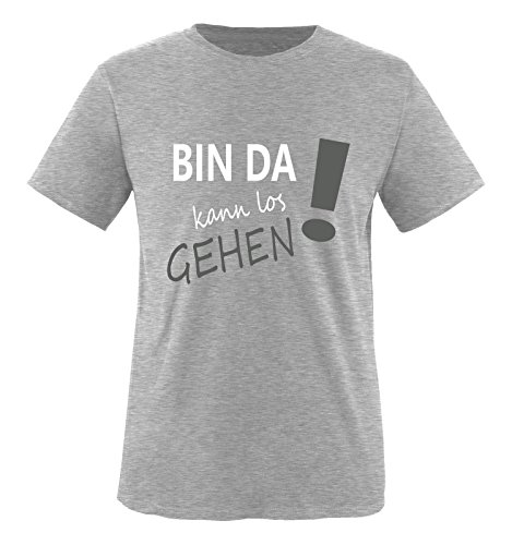 Comedy Shirts - Bin da kann los gehen! - Herren T-Shirt - Graumeliert/Weiss-Grau Gr. XL von Comedy Shirts