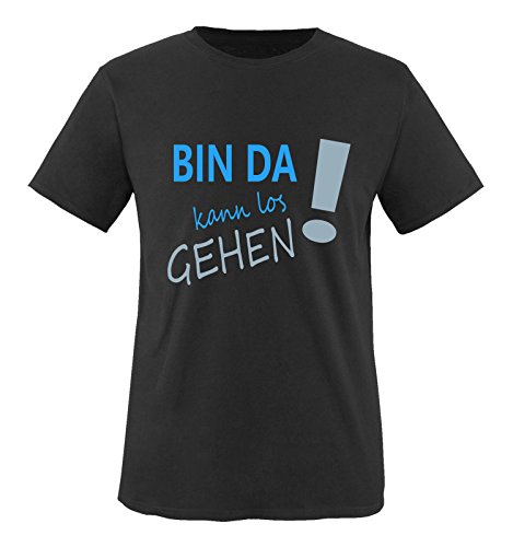 Comedy Shirts - Bin da kann los gehen! - Herren T-Shirt - Schwarz/Blau-Eisblau Gr. XXL von Comedy Shirts