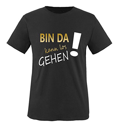 Comedy Shirts - Bin da kann los gehen! - Herren T-Shirt - Schwarz/Gold-Weiss Gr. 4XL von Comedy Shirts