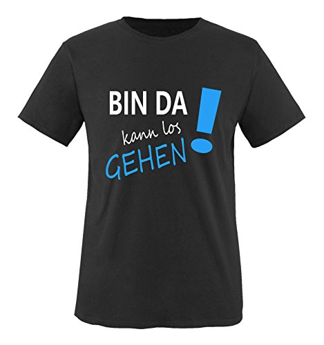 Comedy Shirts - Bin da kann los gehen! - Herren T-Shirt - Schwarz/Weiss-Blau Gr. 5XL von Comedy Shirts