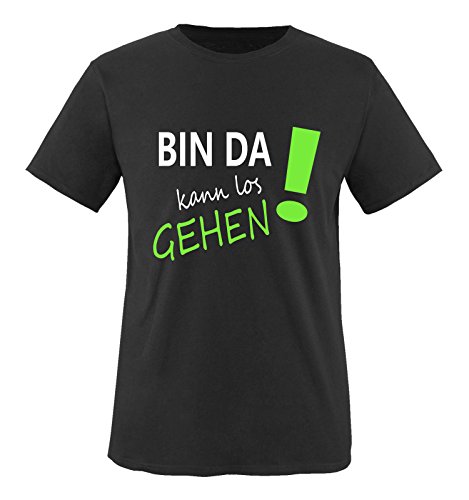 Comedy Shirts - Bin da kann los gehen! - Herren T-Shirt - Schwarz/Weiss-Neongrün Gr. 4XL von Comedy Shirts