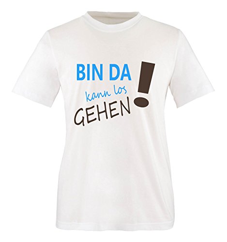 Comedy Shirts - Bin da kann los gehen! - Herren T-Shirt - Weiss/Blau-Braun Gr. XL von Comedy Shirts