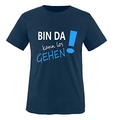 Comedy Shirts - Bin da kann los gehen! - Jungen T-Shirt - Navy/Weiss-Blau Gr. 110/116 von Comedy Shirts