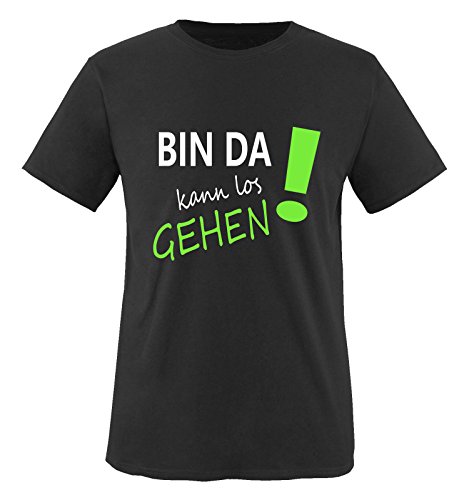 Comedy Shirts - Bin da kann los gehen! - Jungen T-Shirt - Schwarz/Weiss-Neongrün Gr. 152/164 von Comedy Shirts