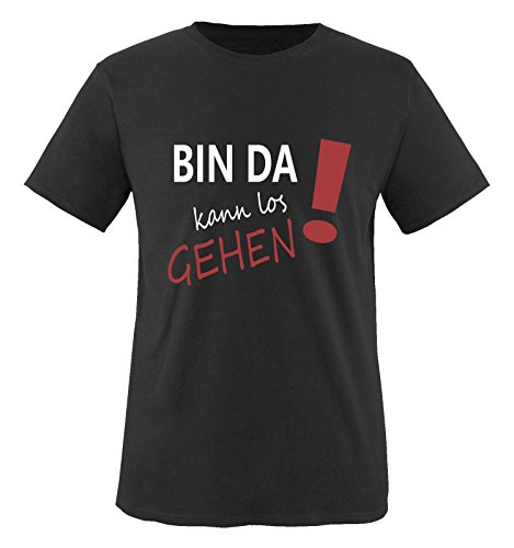 Comedy Shirts - Bin da kann los gehen! - Jungen T-Shirt - Schwarz/Weiss-Rot Gr. 152/164 von Comedy Shirts