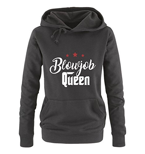 Comedy Shirts Blowjob Queen - Damen Hoodie - Schwarz/Weiss-Rot Gr. L von Comedy Shirts