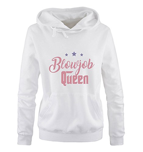 Comedy Shirts Blowjob Queen - Damen Hoodie - Weiss/Rosa-Violett Gr. XL von Comedy Shirts