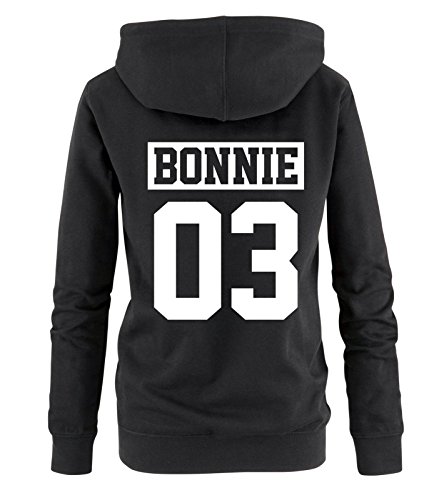 Comedy Shirts - Bonnie 03 - NEGATIV - Damen Hoodie - Schwarz / Weiss Gr. L von Comedy Shirts