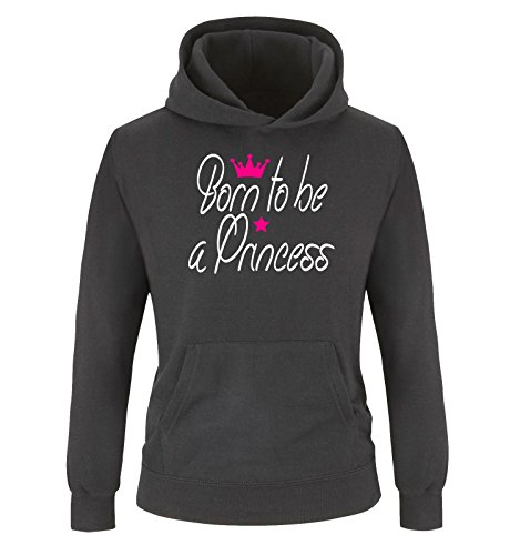 Comedy Shirts - Born to BE A Princess - Kinder Hoodie - Schwarz/Weiss-Pink Gr. 140 von Comedy Shirts