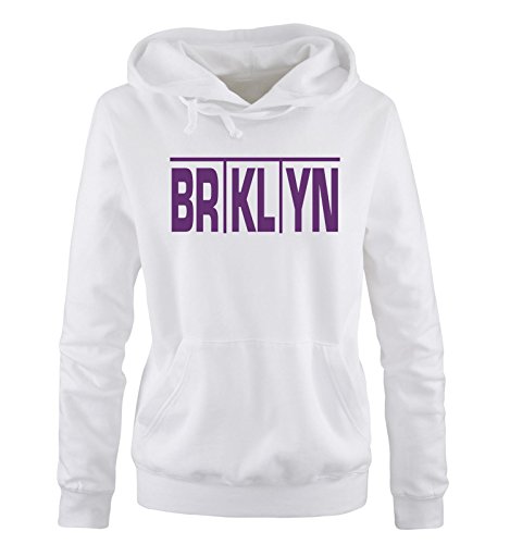 Comedy Shirts Brooklyn - Damen Hoodie - Weiss/Lila Gr. L von Comedy Shirts