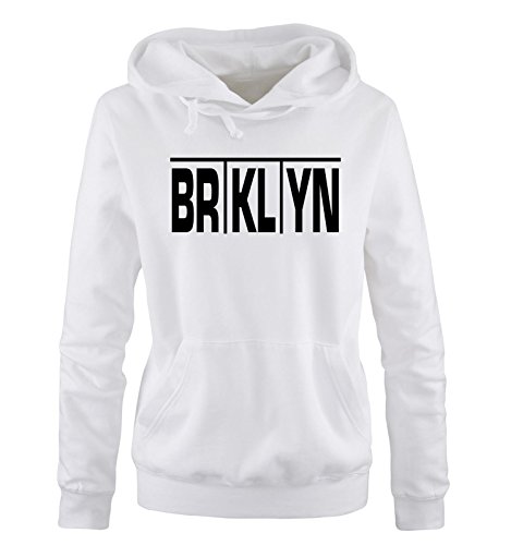 Comedy Shirts Brooklyn - Damen Hoodie - Weiss/Schwarz Gr. S von Comedy Shirts