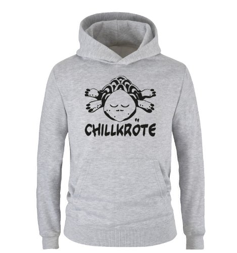 Comedy Shirts CHILLKRÖTE - Einfarbig - Kinder Hoodie - Grau/Schwarz Gr. 152/164 von Comedy Shirts