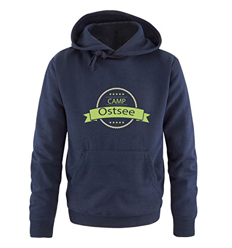 Comedy Shirts Camp Ostsee - Herren Hoodie - Navy/Beige-Hellgrün Gr. S von Comedy Shirts