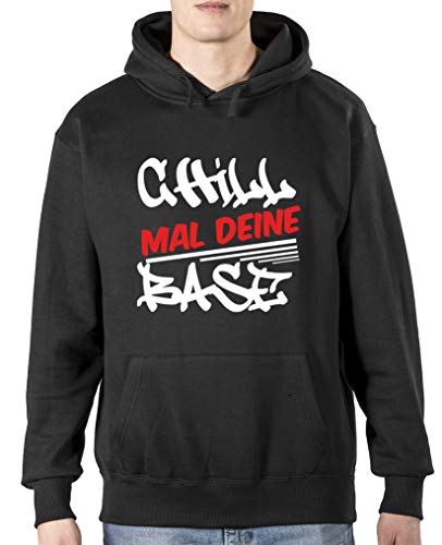 Comedy Shirts Chill mal Deine Base Graffitti - Herren Hoodie - Schwarz/Weiss-Rot Gr. L von Comedy Shirts