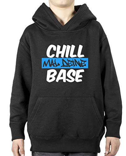 Comedy Shirts - Chill mal Deine Base - Jungen Hoodie - Schwarz/Weiss-Blau Gr. 152/164 von Comedy Shirts