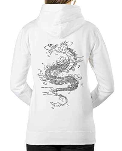 Comedy Shirts - Chinese Dragon - Vorne-Brust u. Hinten - Damen Hoodie - Weiss Gr. XL von Comedy Shirts