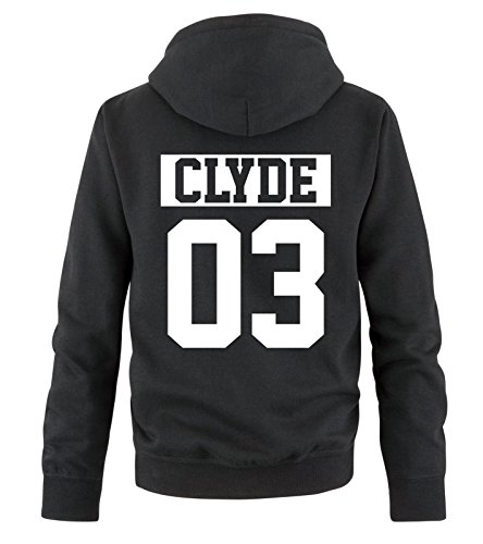 Comedy Shirts - Clyde 03 - NEGATIV - Herren Hoodie - Schwarz / Weiss Gr. L von Comedy Shirts