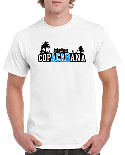 Comedy Shirts - Copacabana Palmen - Herren T-Shirt - Weiss/Schwarz-Blau Gr. L von Comedy Shirts