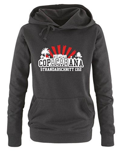 Comedy Shirts Copacabana Strandabschnitt 1312 - Damen Hoodie - Schwarz/Weiss-Rot Gr. S von Comedy Shirts