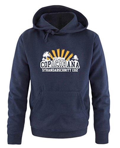 Comedy Shirts Copacabana Strandabschnitt 1312 - Herren Hoodie - Navy/Weiss-Gelb Gr. XL von Comedy Shirts