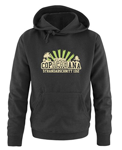 Comedy Shirts - Copacabana Strandabschnitt 1312 - Herren Hoodie - Schwarz/Beige-Hellgrün Gr. XL von Comedy Shirts