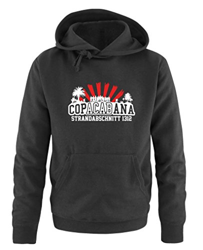 Comedy Shirts - Copacabana Strandabschnitt 1312 - Herren Hoodie - Schwarz/Weiss-Rot Gr. S von Comedy Shirts