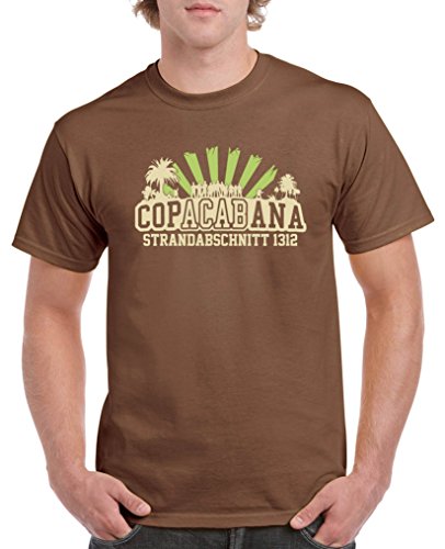 Comedy Shirts - Copacabana Strandabschnitt 1312 - Herren T-Shirt - Braun/Beige-Hellgrün Gr. M von Comedy Shirts