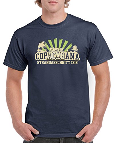 Comedy Shirts - Copacabana Strandabschnitt 1312 - Herren T-Shirt - Navy/Beige-Hellgrün Gr. XXL von Comedy Shirts