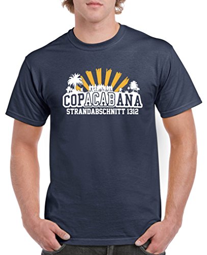 Comedy Shirts - Copacabana Strandabschnitt 1312 - Herren T-Shirt - Navy/Weiss-Gelb Gr. M von Comedy Shirts