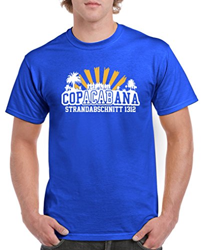 Comedy Shirts - Copacabana Strandabschnitt 1312 - Herren T-Shirt - Royalblau/Weiss-Gelb Gr. XL von Comedy Shirts