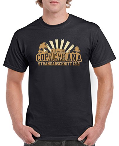 Comedy Shirts - Copacabana Strandabschnitt 1312 - Herren T-Shirt - Schwarz/Hellbraun-Beige Gr. 5XL von Comedy Shirts