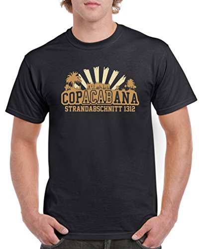 Comedy Shirts - Copacabana Strandabschnitt 1312 - Herren T-Shirt - Schwarz/Hellbraun-Beige Gr. XXL von Comedy Shirts