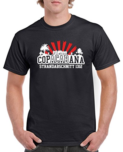 Comedy Shirts - Copacabana Strandabschnitt 1312 - Herren T-Shirt - Schwarz/Weiss-Rot Gr. 3XL von Comedy Shirts