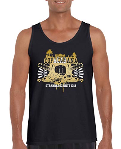 Comedy Shirts - Copacabana Strandabschnitt 1312 Schlaeger - Herren Tank-Top - Schwarz/Gold-Weiss Gr. L von Comedy Shirts
