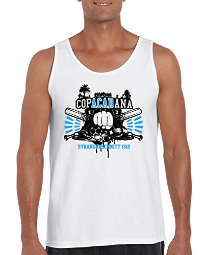 Comedy Shirts - Copacabana Strandabschnitt 1312 Schlaeger - Herren Tank-Top - Weiss/Schwarz-Blau Gr. S von Comedy Shirts