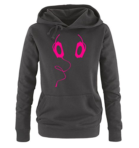 Comedy Shirts DJ Kopfhörer - Damen Hoodie Schwarz/Pink Gr. XL von Comedy Shirts