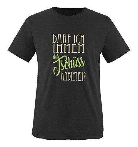 Comedy Shirts - Darf ich Ihnen das Tschüss anbieten? - Herren T-Shirt - Schwarz/Beige-Hellgrün Gr. 5XL von Comedy Shirts