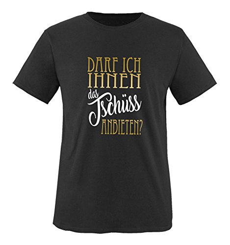 Comedy Shirts - Darf ich Ihnen das Tschüss anbieten? - Herren T-Shirt - Schwarz/Gold-Weiss Gr. 5XL von Comedy Shirts