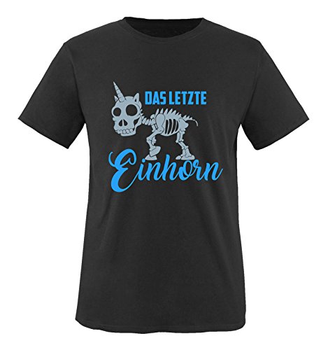 Comedy Shirts - Das letzte Einhorn - Skelette - Herren T-Shirt - Schwarz/Blau-Eisblau Gr. 3XL von Comedy Shirts