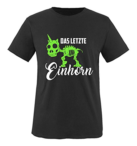 Comedy Shirts - Das letzte Einhorn - Skelette - Herren T-Shirt - Schwarz/Weiss-Neongrün Gr. 3XL von Comedy Shirts