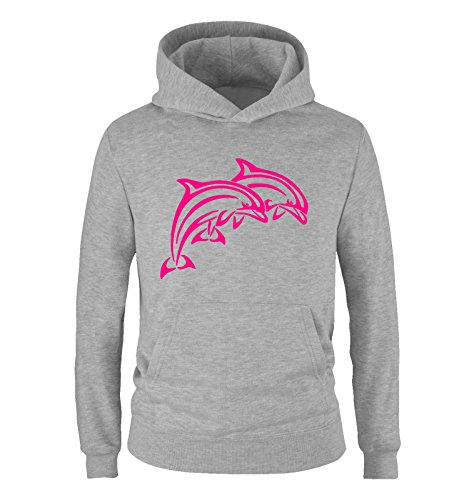 Comedy Shirts - Delphine - Mädchen Hoodie - Grau/Pink Gr. 134/146 von Comedy Shirts