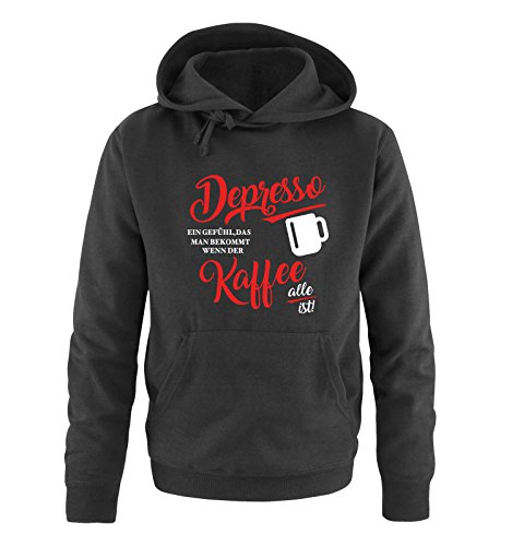 Comedy Shirts Depresso EIN Gefühl, das Man bekommt wenn der Kaffee alle ist! - Herren Hoodie - Schwarz/Weiss-Rot Gr. 5XL von Comedy Shirts