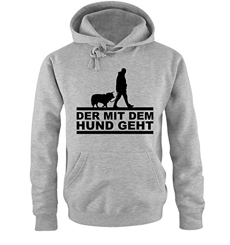 Comedy Shirts Der mit dem Hund geht - Herren Hoodie - Grau/Schwarz Gr. 3XL von Comedy Shirts