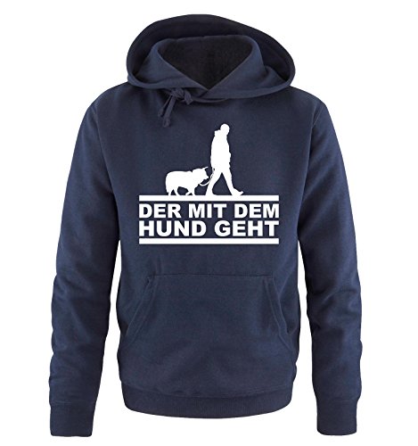 Comedy Shirts Der mit dem Hund geht - Herren Hoodie - Navy/Weiss Gr. XL von Comedy Shirts